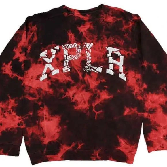 XPLA Red and Black Tie-Dye Women's Sweater - Picture 1 of 4